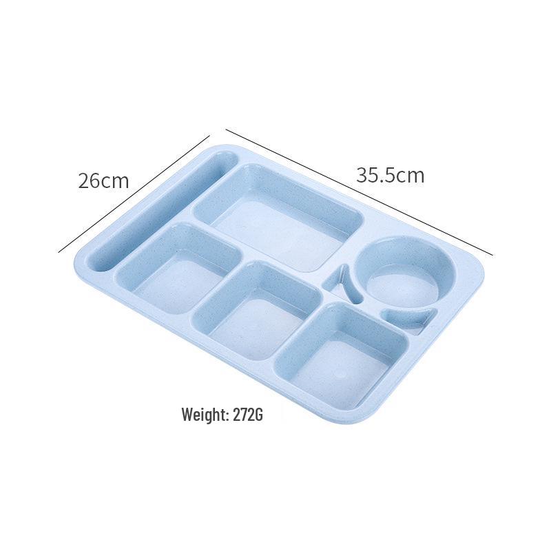 Cross-border Wheat Straw Children's Anti-fall Compartment Dinner Plate for Household or Student Canteen Use.