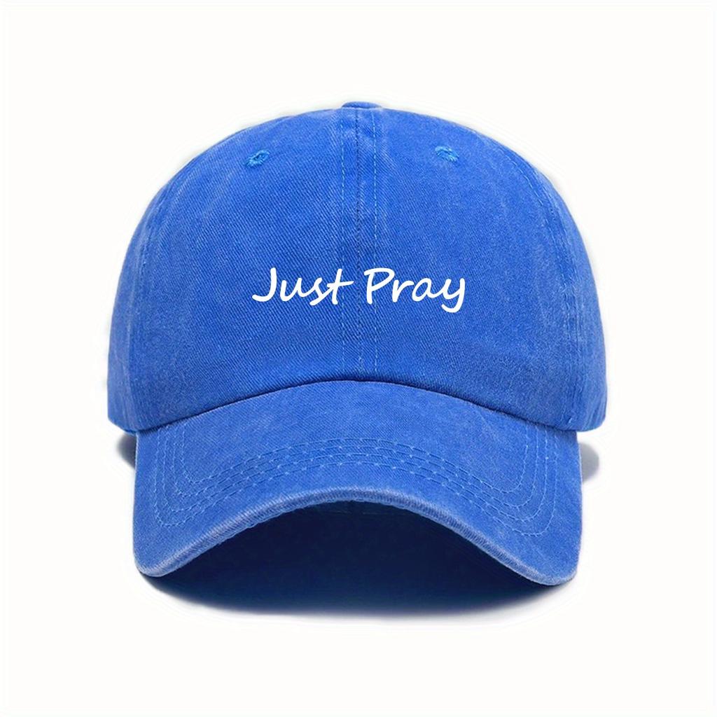 Urban Style Retro Washed 'Just Pray' Print Fashion Baseball Cap Unisex Adjustable Sun Protection Peaked Cap