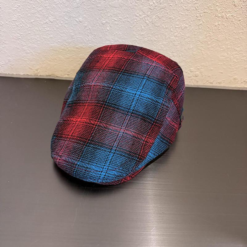 Retro Check Artistic Pattern Cap For Women Winter Fashion Breathable Hat Warm