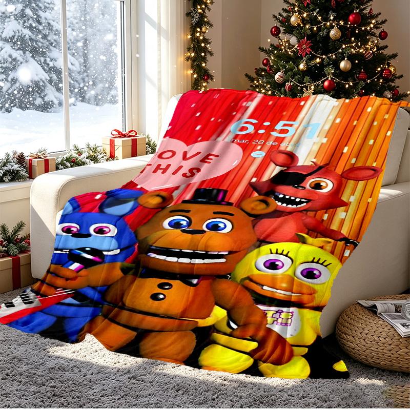 Five Nights At Freddy's Pattern Blanket for Home Decoration, Bed, Sofa, Car Travel, Camping, Suitable for All Seasons, Birthday Christmas Gift