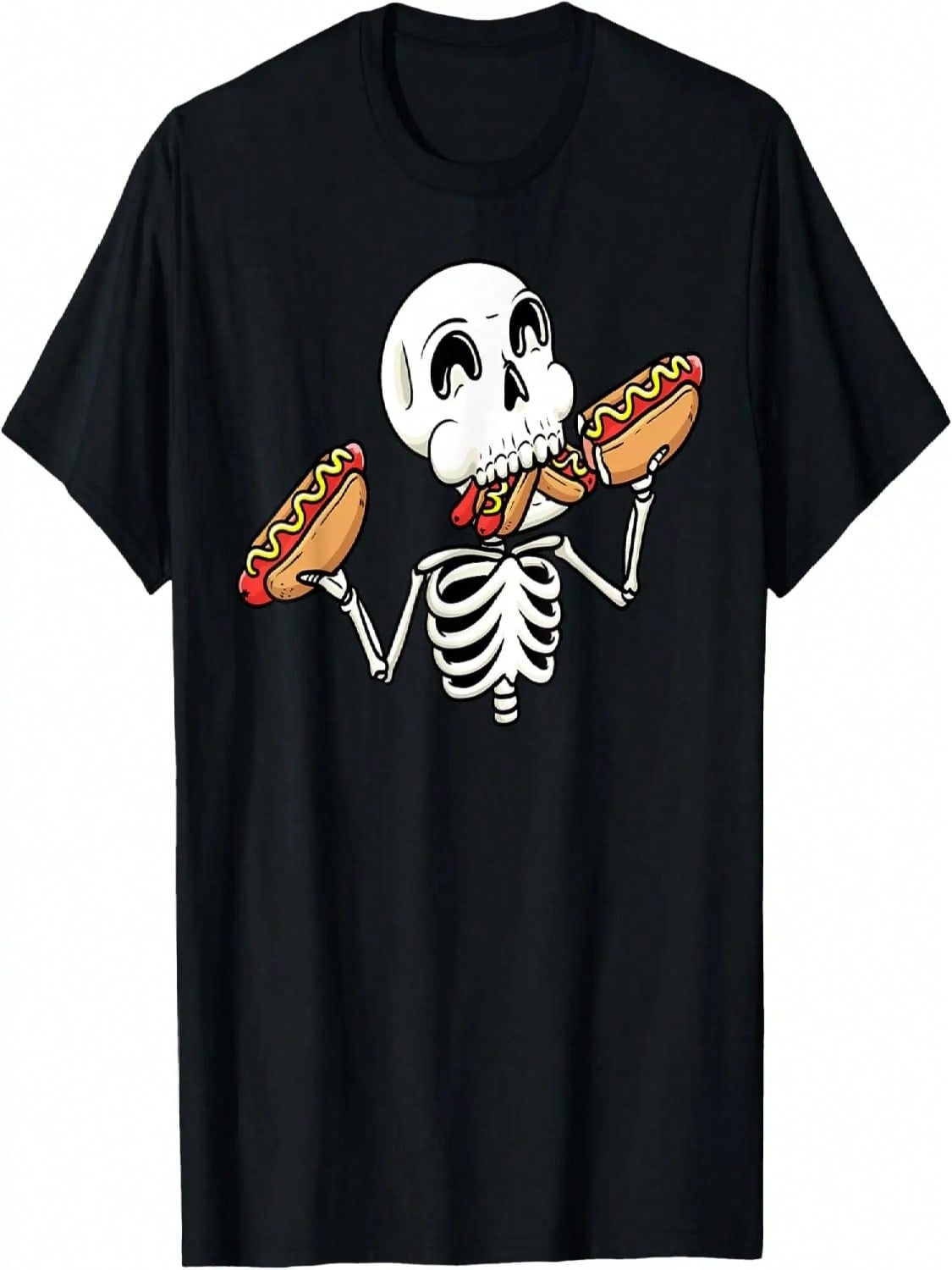 Skeleton With Hot Dogs Halloween Hotdog Lover Food Men Boys T-Shirt S разноцветный
