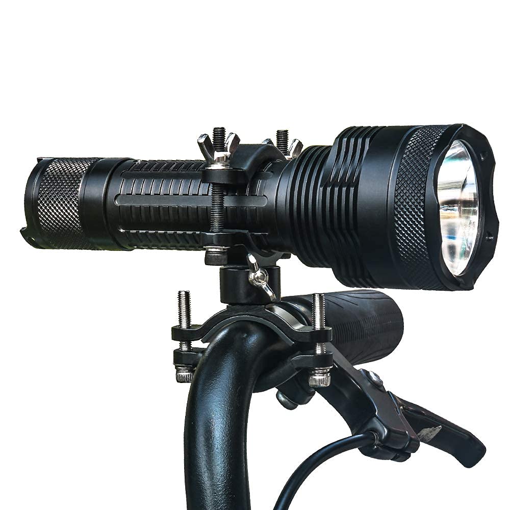 LIGHTFE Bicycle Light Holder Aluminum Alloy Bike Light Adjustable Open Specialized for Large Bicycle Rotating Clip Holder and Wing Nut for Easy Fixing