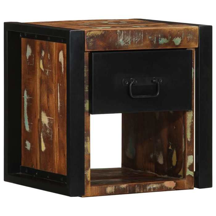 VidaXL Multicolored Bedside Table 40x35x40 Cm Reclaimed Wood, Bedside Cabinet, Bedroom Furniture, Table of 4015950