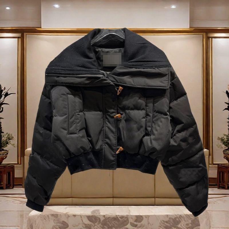 2024 Autumn/Winter Korean Style Fashionable Zipper Lapel Patchwork Short Cotton-Padded Jacket for Women