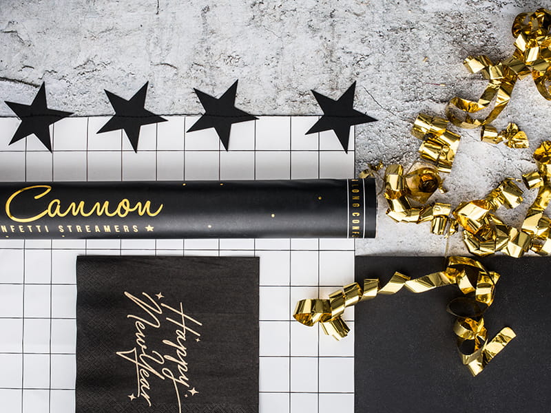 PartyDeco Confetti Tube with Golden Streamers 60cm