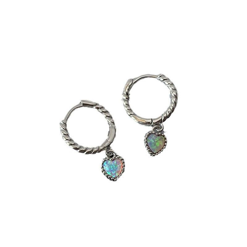 Moonstone Heart Pendant Ear Button