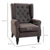 Poltrona Wing Chair con Braccioli, Sedia da Salotto con Cuscino, Trapuntatura, Poltrona con Schienale Alto e Gambe in Legno, Poltrona Reclinabile per Soggiorno, Camera da Letto