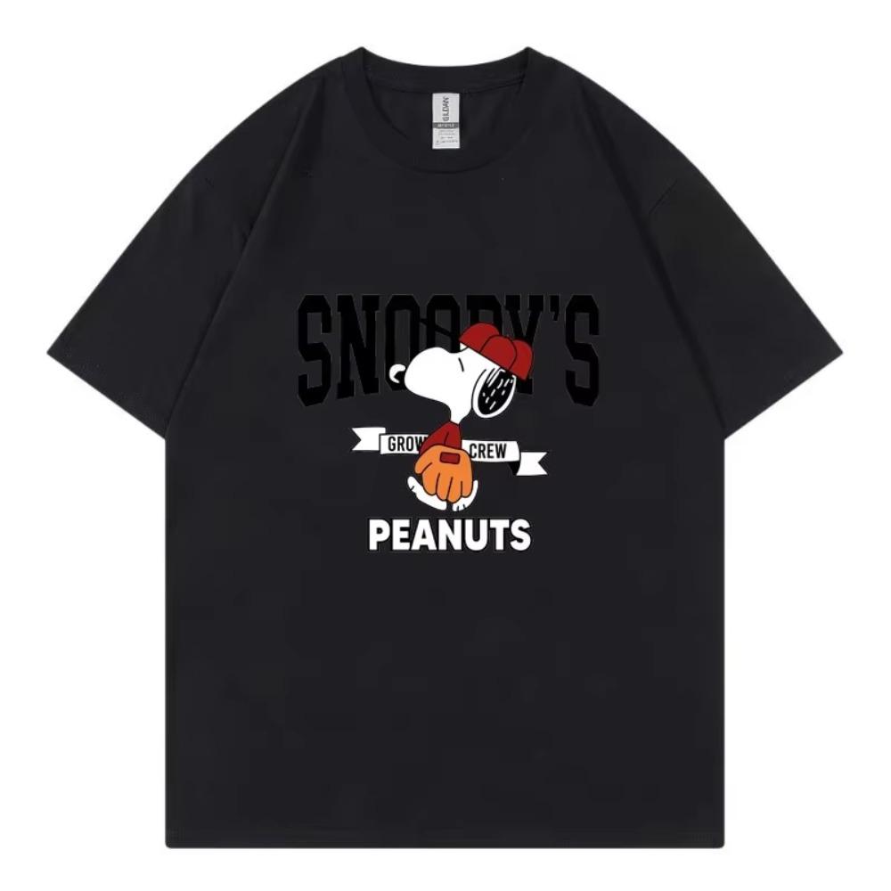 Snoopy Peanuts Pink Unisex Women Tshirt Summer Short Sleeve Cotton Unisex Tee Shirt Tops Cartoon Anime Fashion Clothes Tops