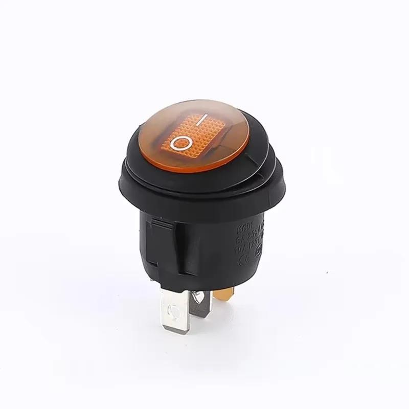 5PCS ON OFF Waterproof Vehicle Boat Switch 12V 220V Round Switch SPST 3Pin Rocker Switch 6A 10A 250V 125V AC LED