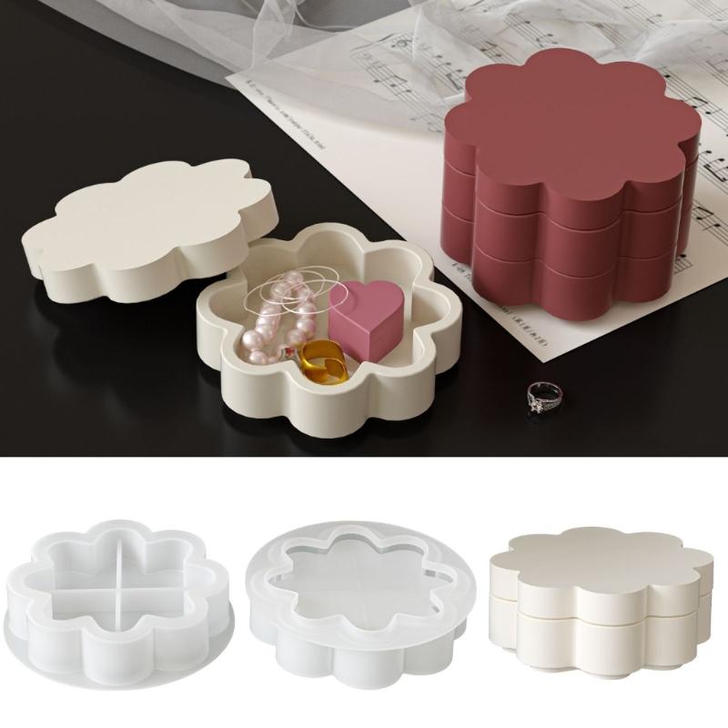 Stackable Flower Silicone Candle Cup Molds For Handmade Candle Soaps Jewelry Storage Jar Making And Epoxy Resin Craft