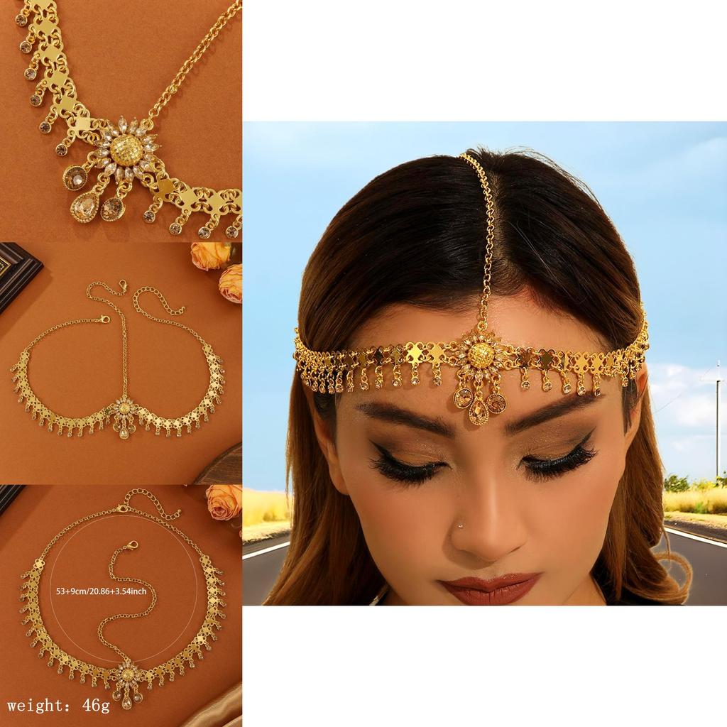 Cultural Inspired Head Chain With Crystals And Floral Motifs For Festival Or Gift