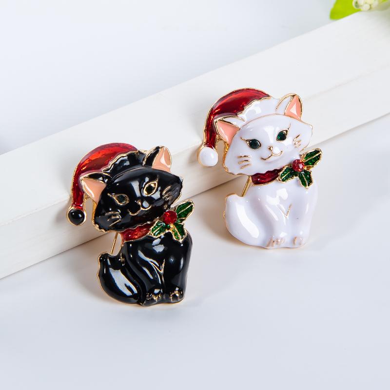 Christmas Vintage Animal Cute Cat Brooches Pins Women Coat Clothing Badges Jewelry Accessries