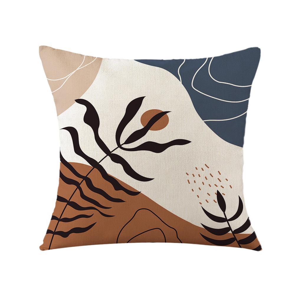 Pillow Linen Pillowcase Ins Morandi Plant Print Pillowcase Home Decoration Festival Fabric Pillow Bedside Backrest