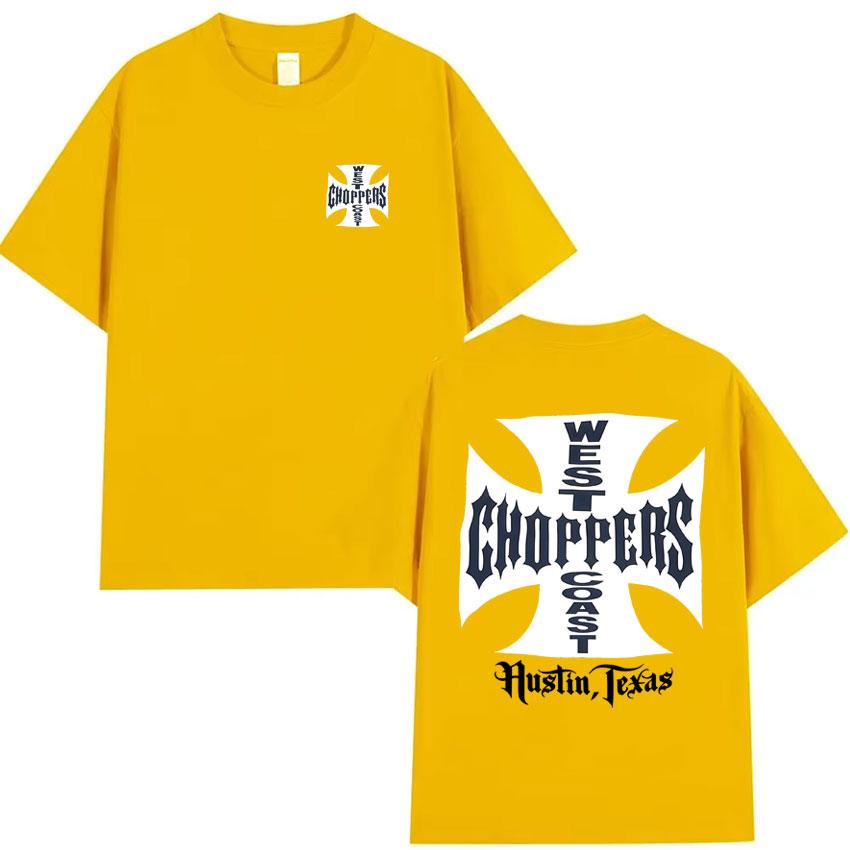 West Coast Choppers Pop Grafické Tričko Letní Vysoce Kvalitní Tričko Pánské Bavlněné Ležérní Krátký Rukáv Kulatý Výstřih Y2K Tričko Streetwear
