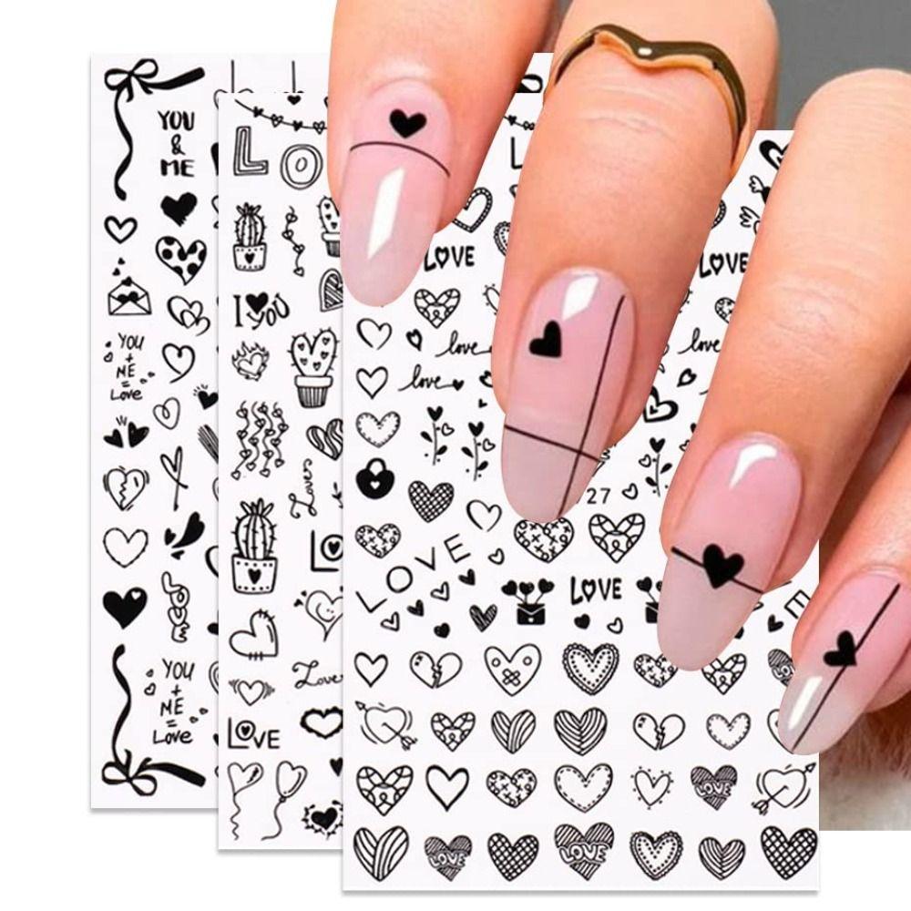 

Heart-shaped Letters Manicure Accessories Valentine s Day Decals Nail Stickers Nail Art Decorations