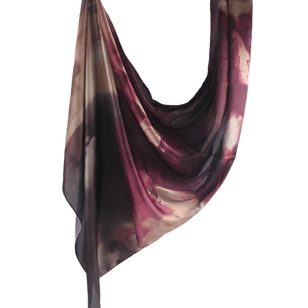 Silk Printed Marble Ethnic Headscarf and Shawl