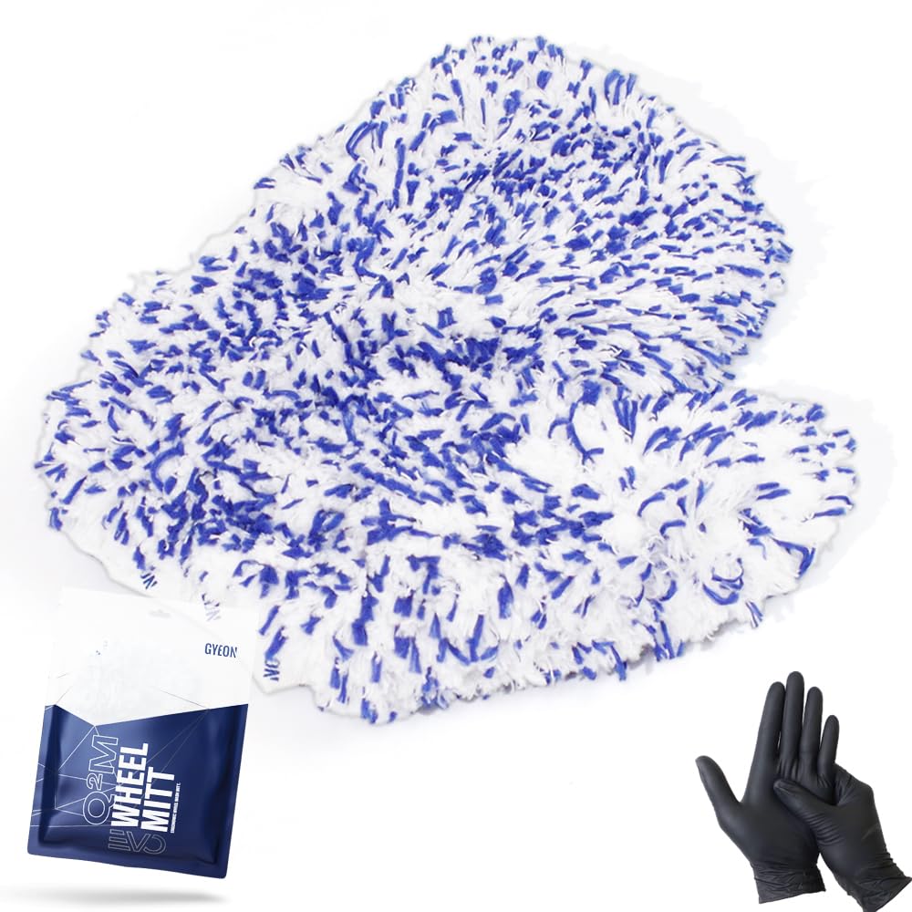 Губка для мытья дисков GYEON Wheel Mitt EVO (Q2MA-WME), Оригинальный японский продукт, 23 x 26 см, с нитриловыми перчатками GO, для мытья колес автомобиля