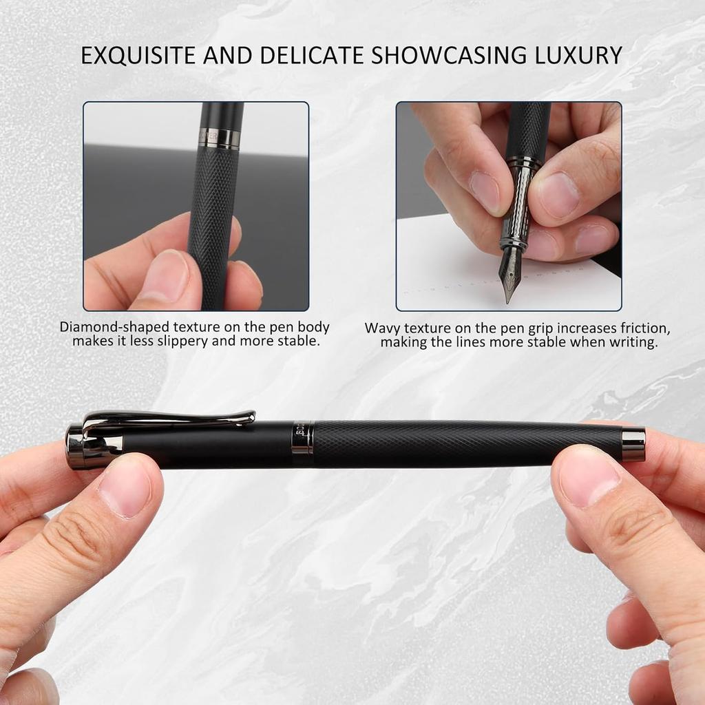 Luxury metal pen, smooth writing, medium tip, the best fountain pen for both men and women, calligraphy, administrative, office pens