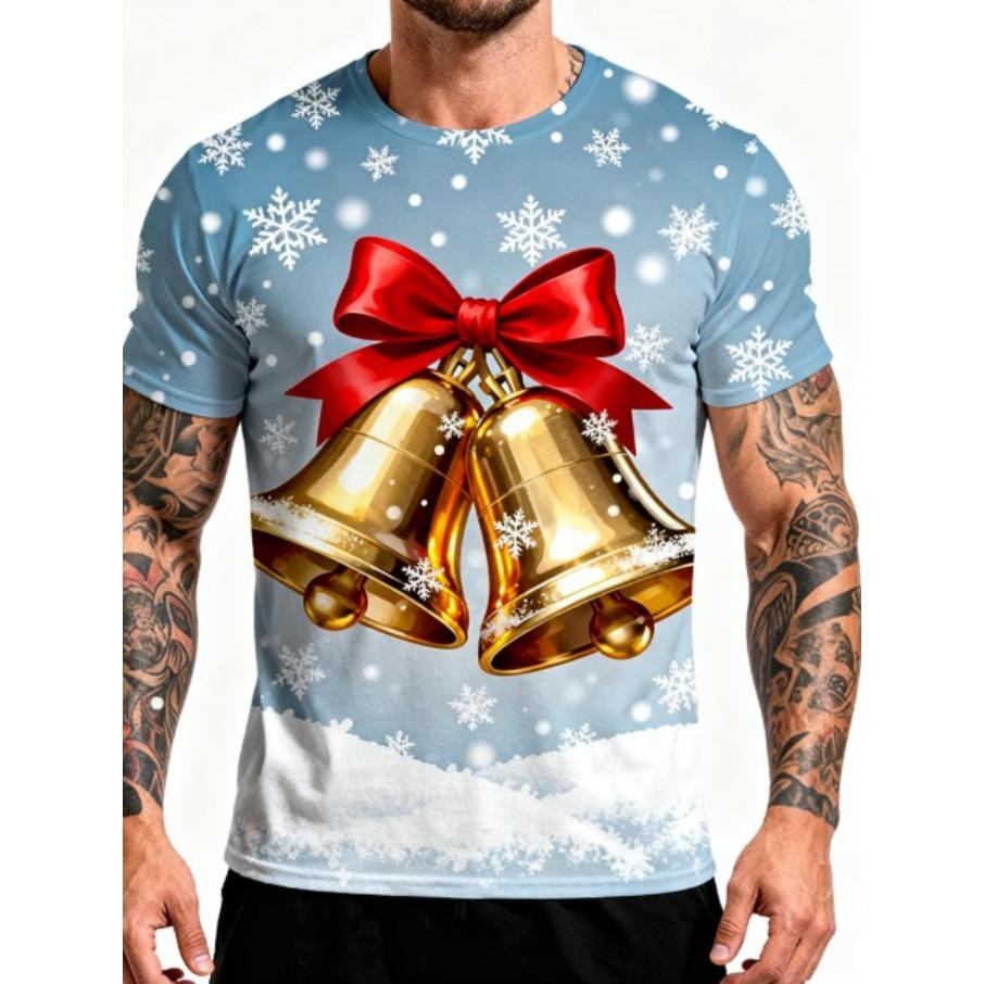 Weihnachtsbaum Herren Casual 3D Druck Locker Rundhals Kurzarm T-Shirt Top