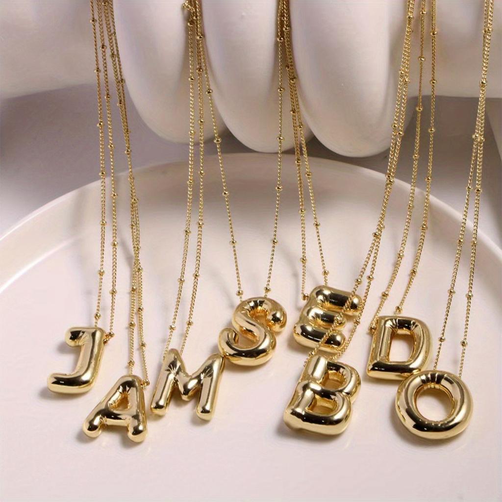 Glossy English Letter Copper Pendant Necklace Jewelry 26 Letter Special Gifts For Women
