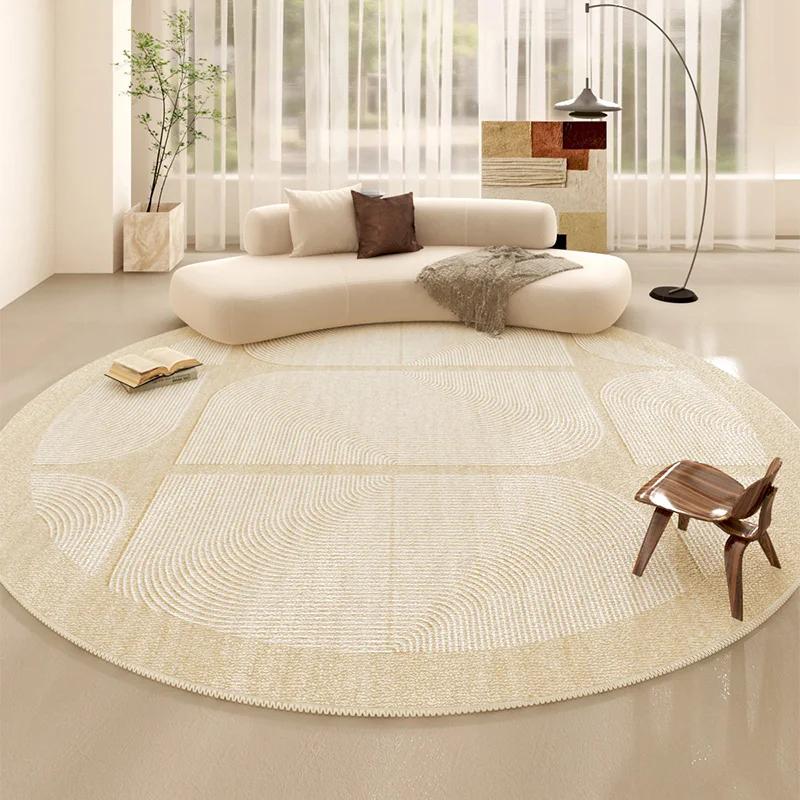 Minimalist Line Living Room Decoration Carpet Japanese-style Round Rugs for Bedroom Fluffy Soft Thicken Rug Home Study Plush Mat