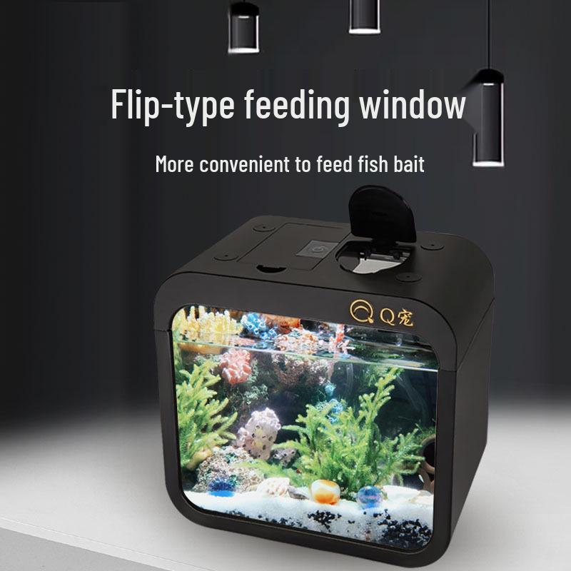 Small Transparent Acrylic Betta & Goldfish Tank with Building Blocks nero