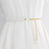 Women Elegant Pearl Chain Belt Thin Waist Gold Metal Belts For Girls Lady Sweet Dress Waistbands Straps Accessories