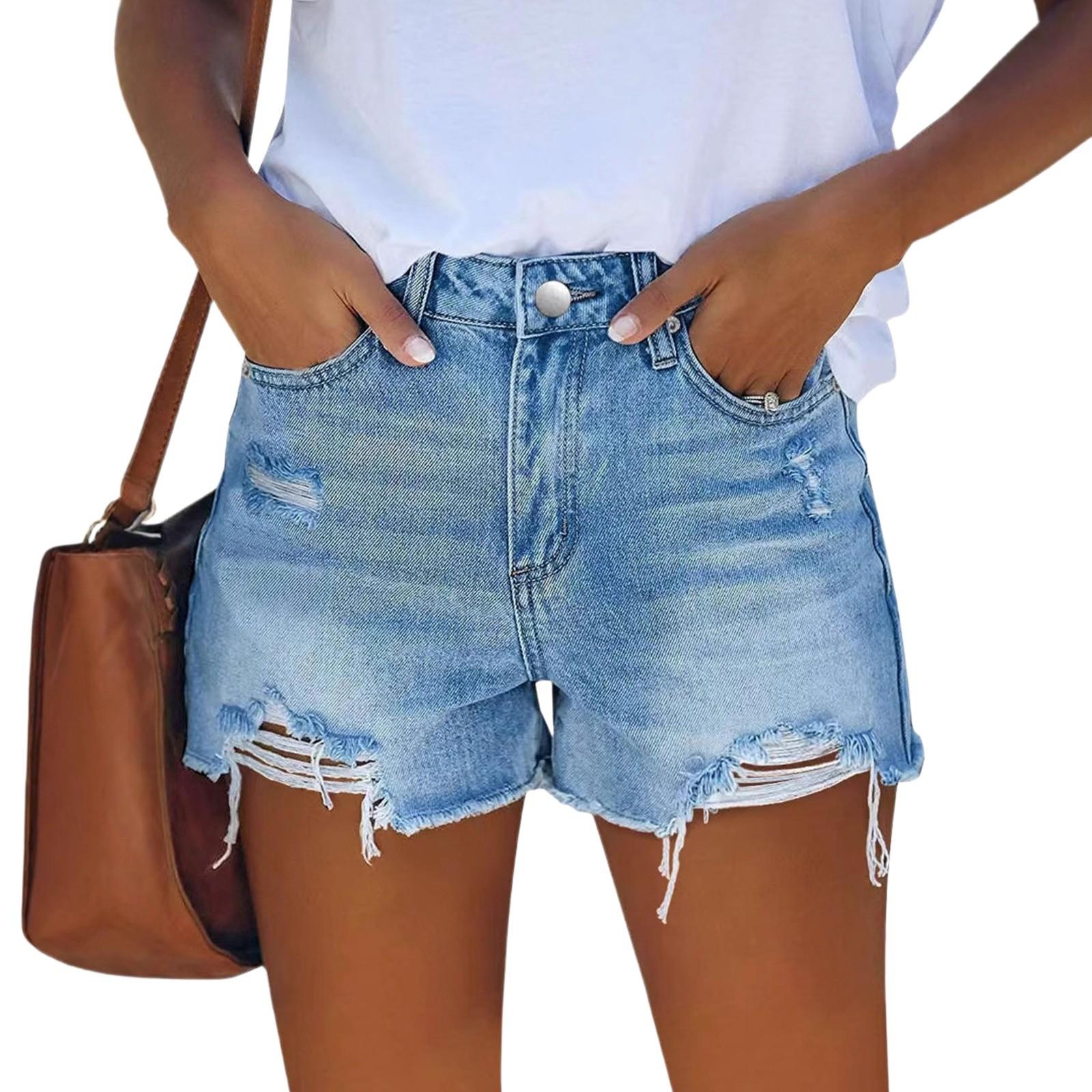 

Women s Denim Versatile High Waist Fashionable Shorts XL світло-синій колір