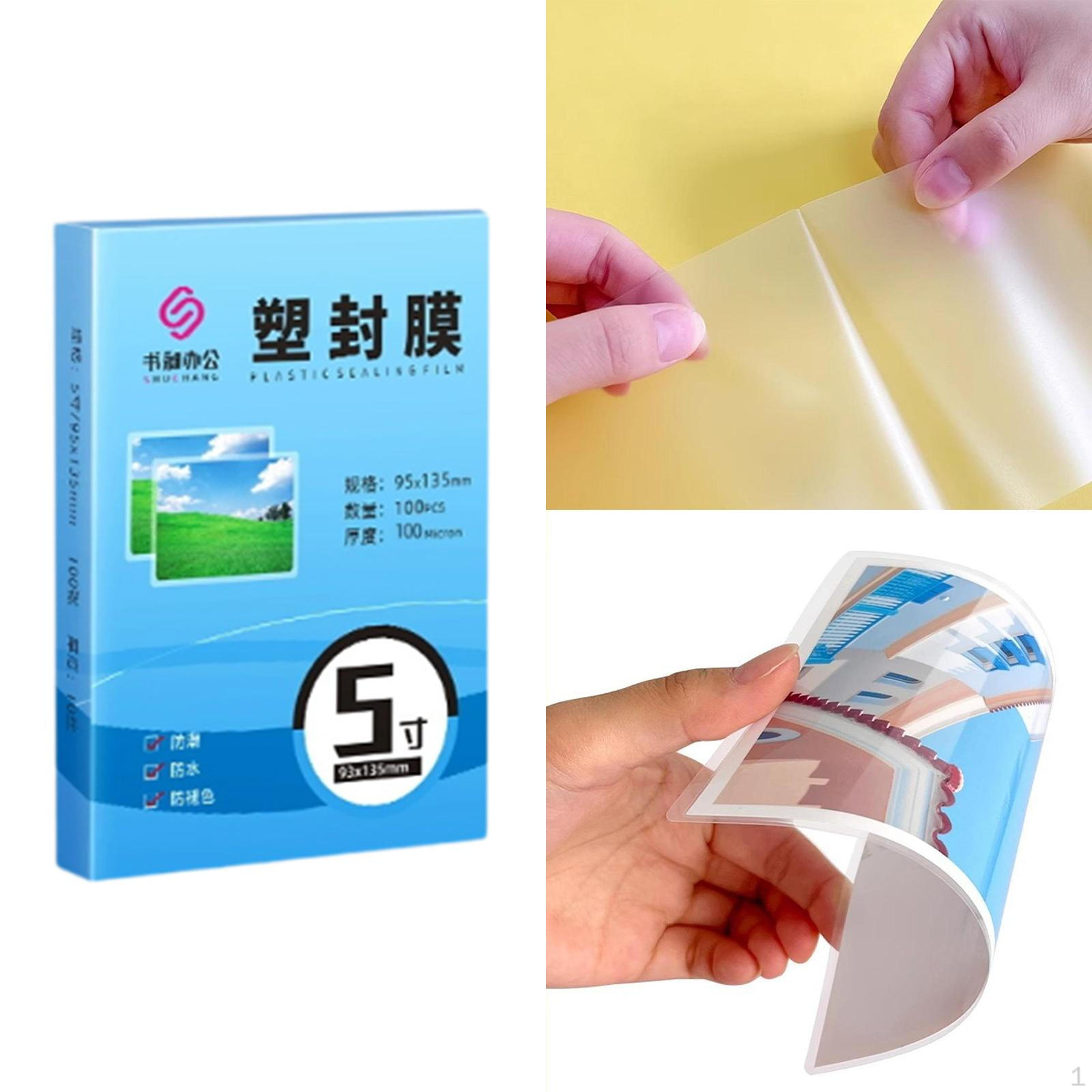 

100x запечатывающих ламинирующих пакетов, ламинирующая бумага для офисных меню, пропусков, карточек