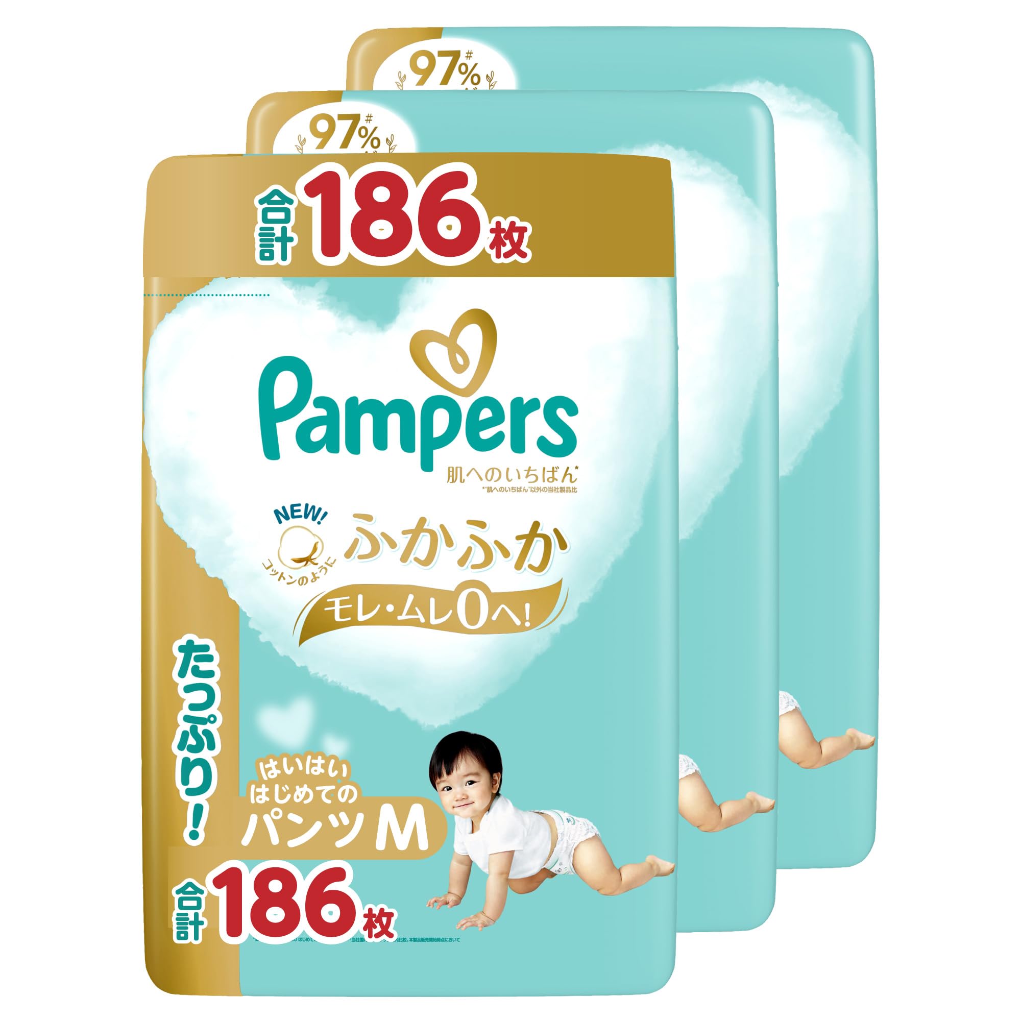 

M Pampers лучшее для кожи 186 простыней простыни x 3 [Размер трусиков] подгузник, (5~10 кг), (62 упаковки) [Элемент дела]