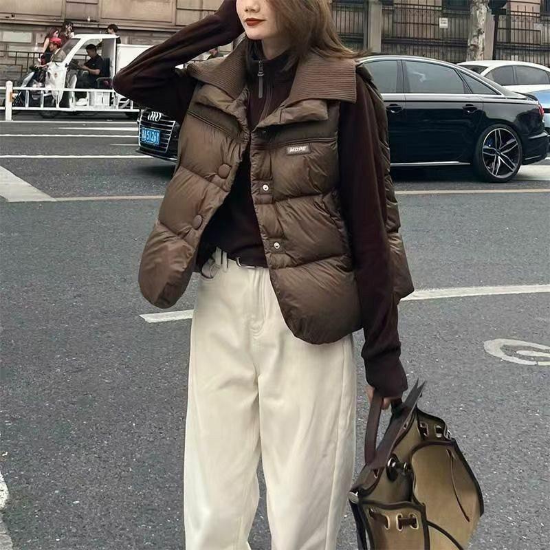 Women's Plus Size Down Cotton Coat Vest Cardigan Female Autumn Winter New Waistcoat Jacket Padded Sleeveless Overwear