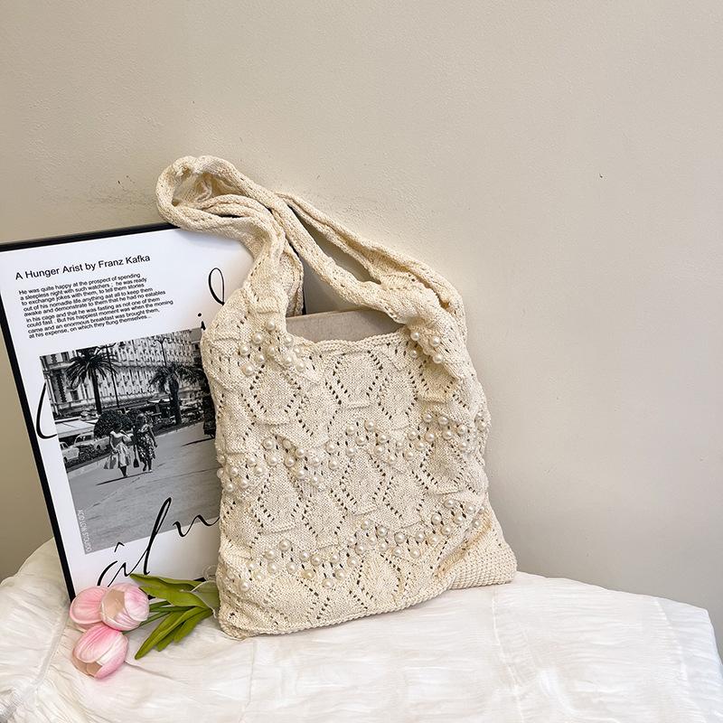 

Mori Lazy Wind Going Out Knitted Bag Women s Hollow Wool Knitted Large Capacity Shoulder Bag Commuter Tote Bag Tide