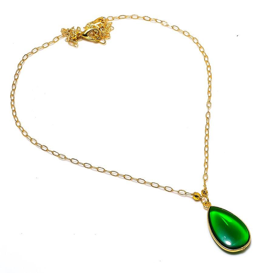 Chrome Diopside Gemstone Handmade 925 Sterling Silver Jewelry Necklace 20" GK-5428