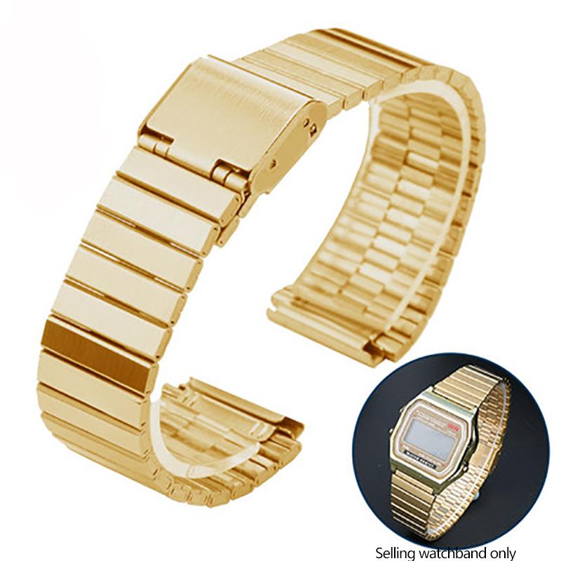 

18мм Ремінець з тонкої сталі для годинників CASIO A158/A159/A168/A169/B650 AQ230/700 A158W A168 Класичний AE-1200 Срібний Чорний Металевий Ремінець 18mm
