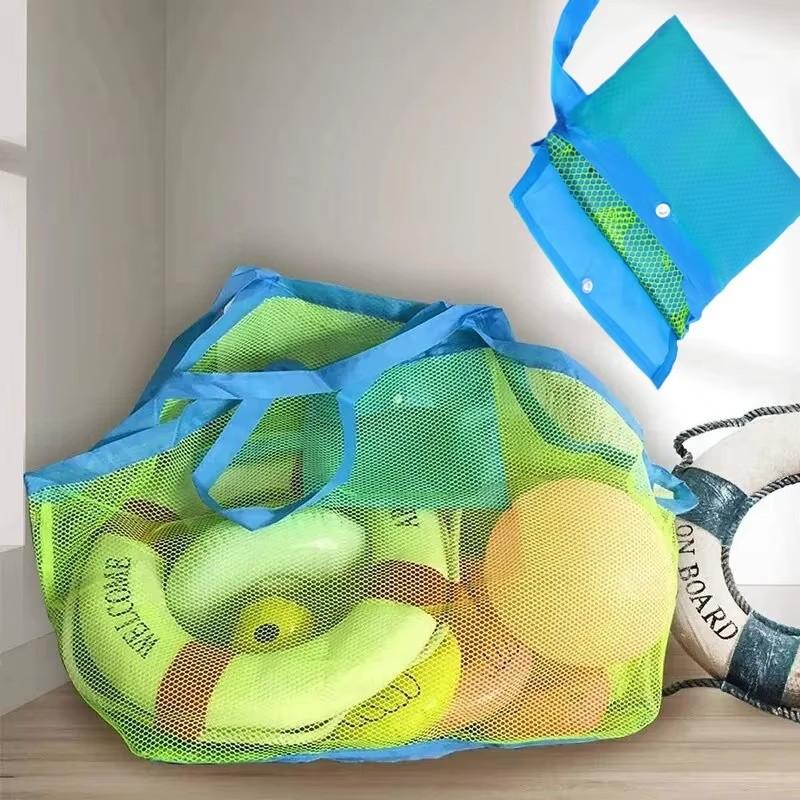 1 Pcs Beach Bag Travel Storage Bag Portable Toy Storage Bag Large Capacity Handheld Beach Bag Foldable Single Shoulder Mesh Bag