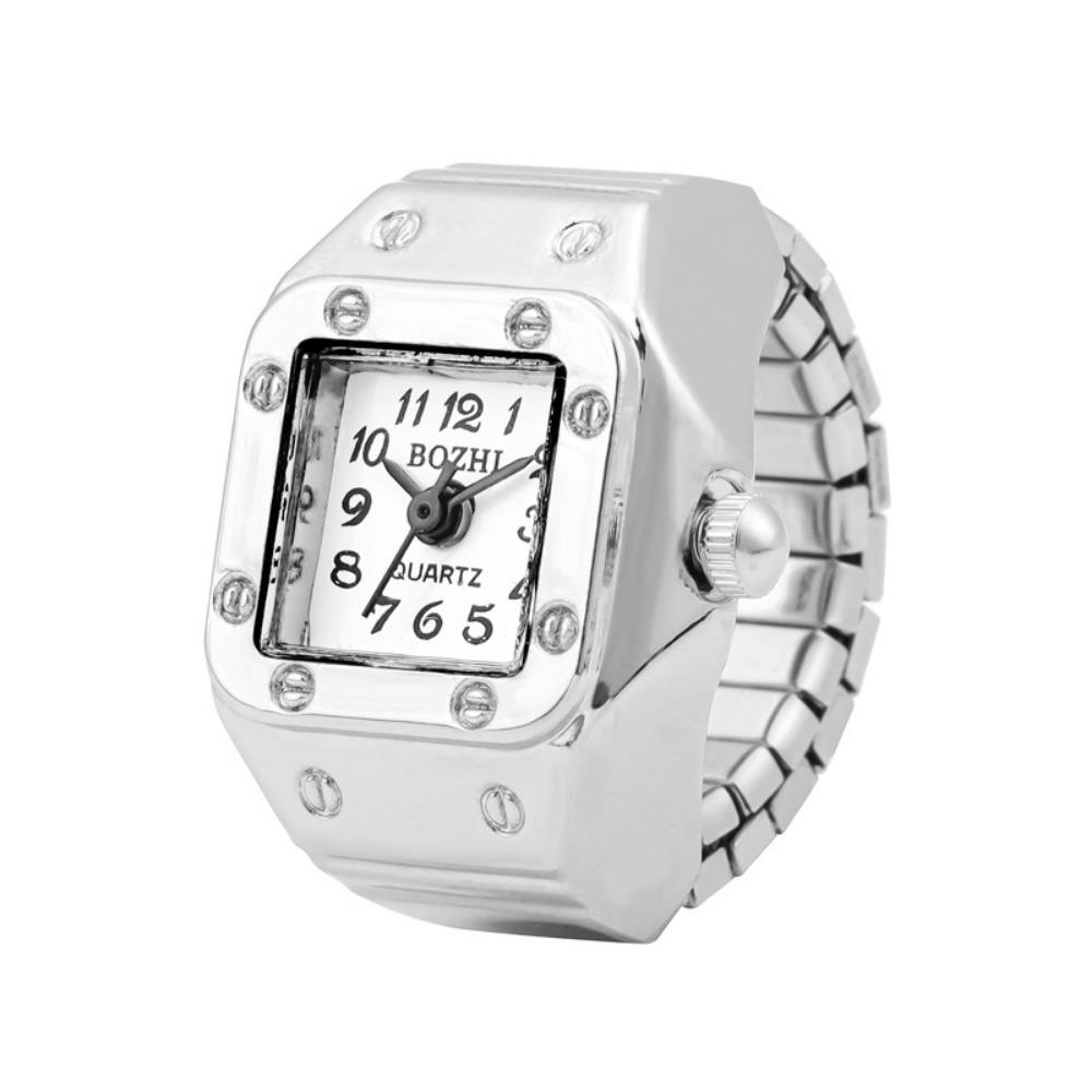 Ring Watch, Quartz Watch, Metal Watch, Rhinestone, Elastic Strap.