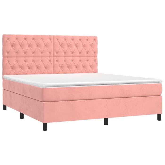 3143216 vidaXL Lit à sommier tapissier avec matelas Rose 160x200 cm Velours