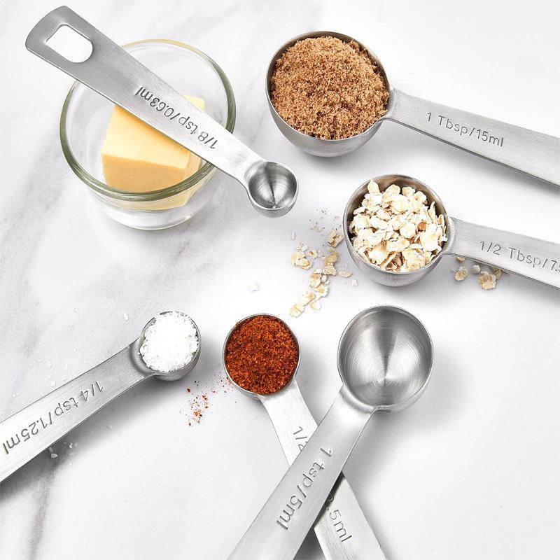 6pcs/set Stainless Steel Measuring Spoons Set Measuring Spoons for Baking Sugar Coffee Measure Scoop Kitchen Meters Kit LS006