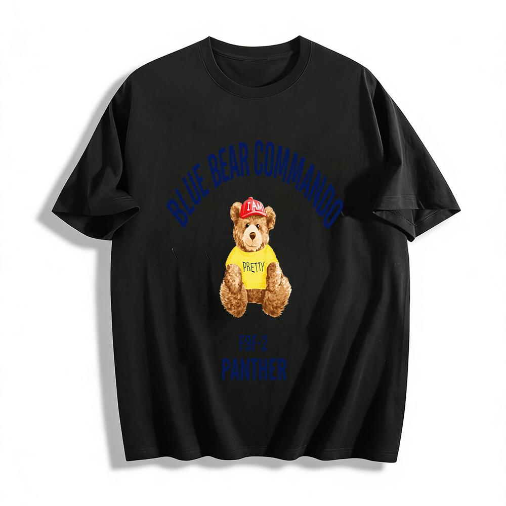 

Blue Bear Commando F9F-2 Panther Graphic Tee Unisex Casual Fun Printed Top Pure cotton T-shirt XXS
