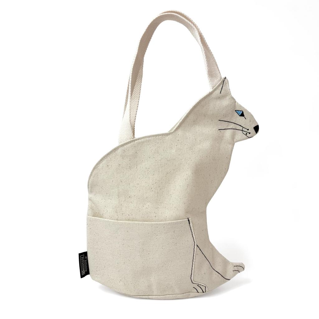 [Rootote] 1110 Cat-Shaped Small Tote Bag EU Deli Osuwari Neko-A (01 White)