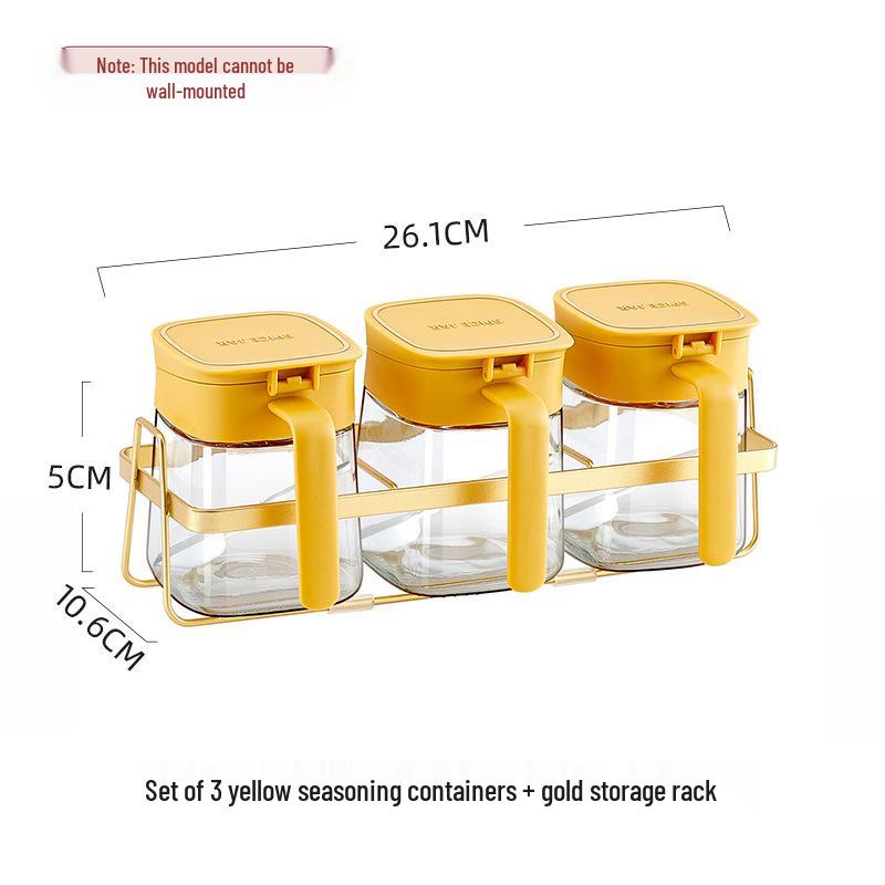 Glass Kitchen Seasoning Set: Salt, MSG, Pepper Jars & Storage Bottles