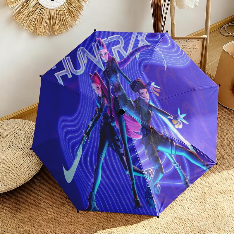 1pc K-Pop Devil Hunter Series Umbrella Portable Folding Umbrella Iron Frame Hole Bone Structure Outdoor Home Umbrella