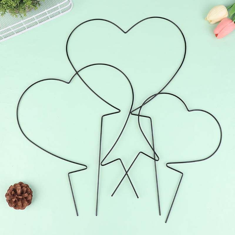 2Pcs Garden Plant Support Stake Stand Round Vine Climbing Rack Ironheart-Shaped Flower Plant Trellis Support Frame Garden Decor