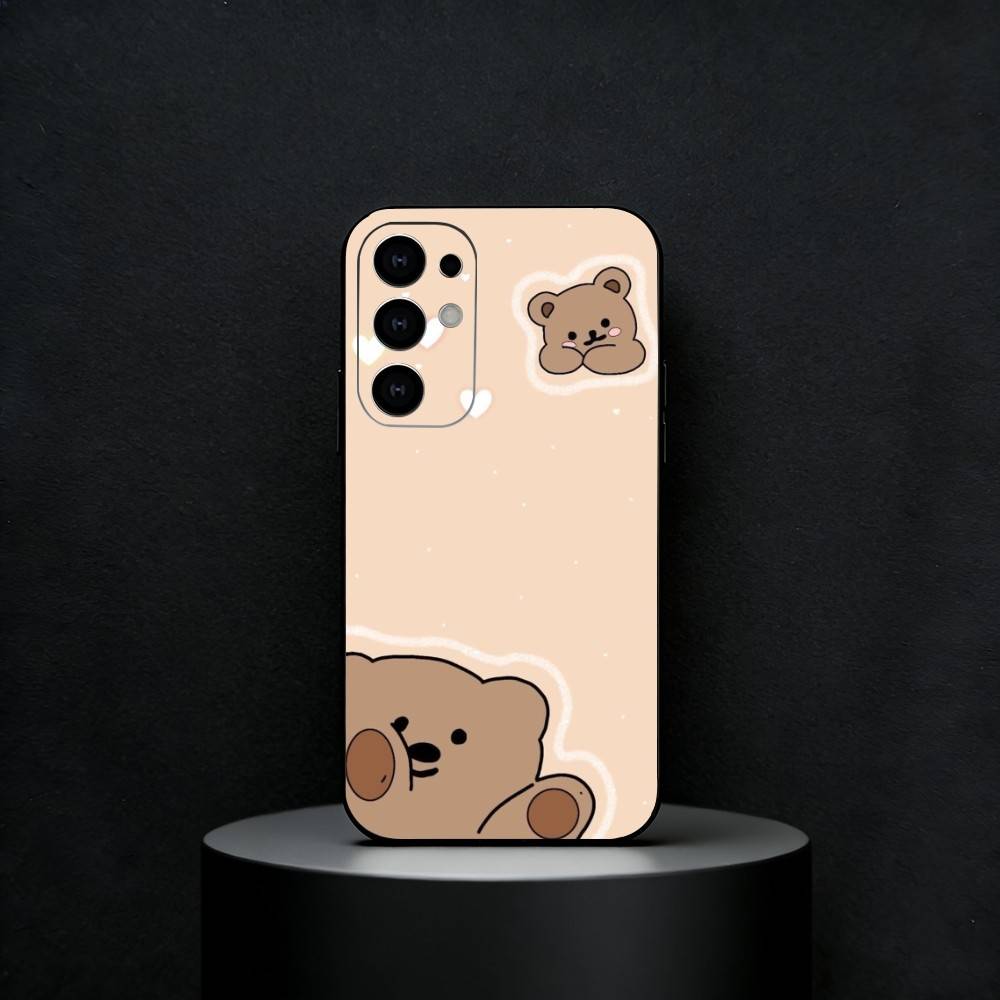 Cute Brown Bear Phone Case For Samsung S25,S24,S23,S22,S21,S20,Ultra,Plus,FE Black Soft Cover