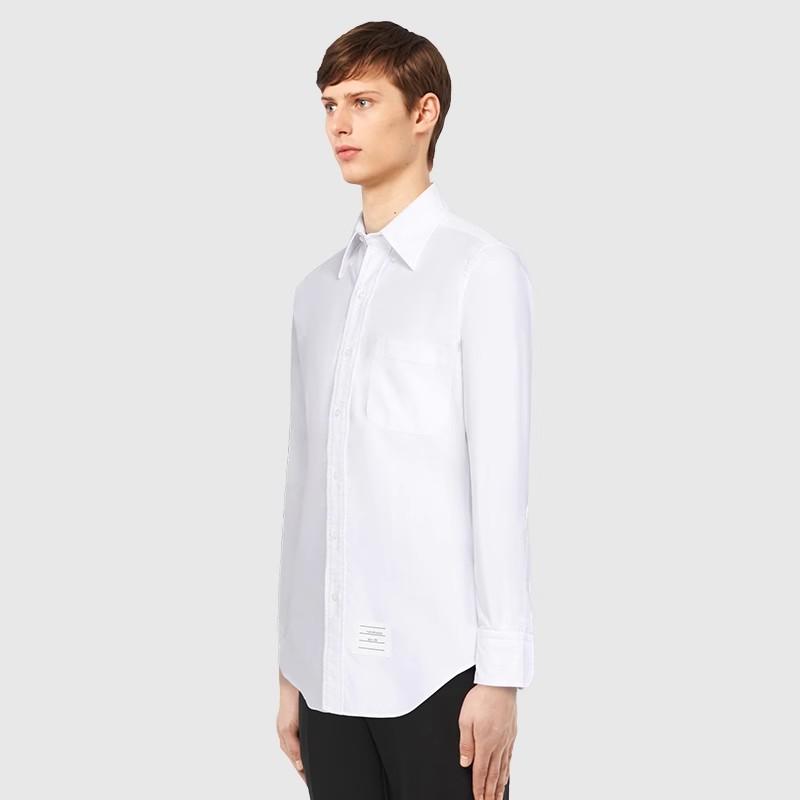 TB [Official Authentic] unisex couple classic shirt casual business white top blue white red business style