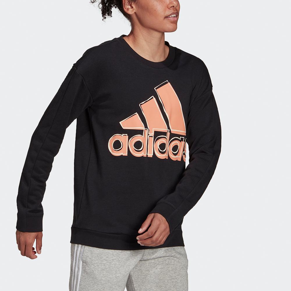 adidas Big Logo Print Sweatshirt Women Tops Black HB5105