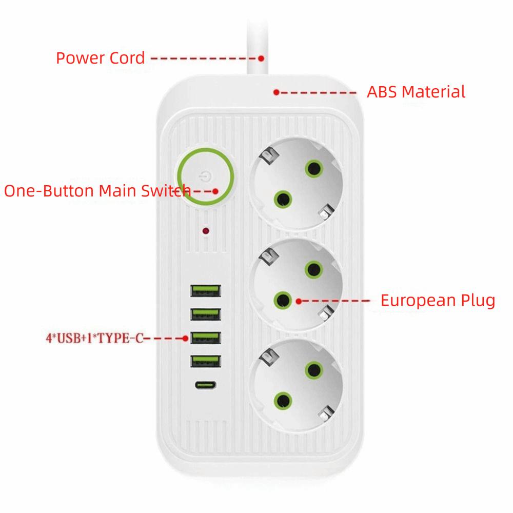 Quick Charge Multitap Socket USB Type C Electrical Power Strip Electrical Socket  AC Power
