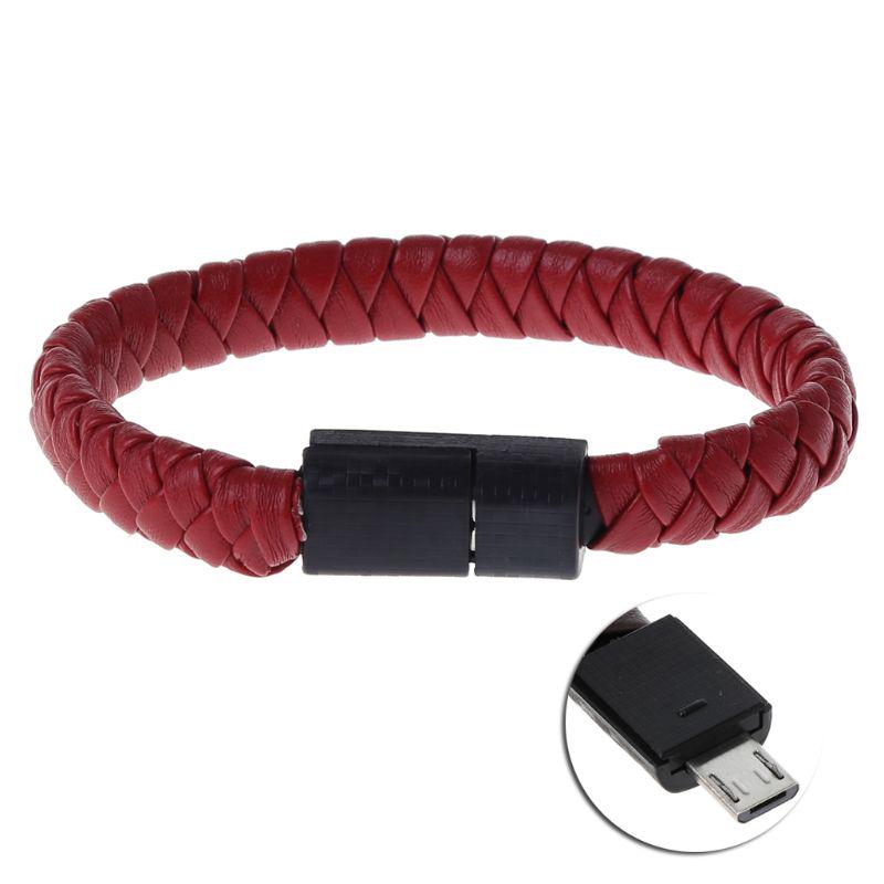 Data Cable Fast Charging Bracelet USB Charger Leather Portable for Android iPhone Type-C