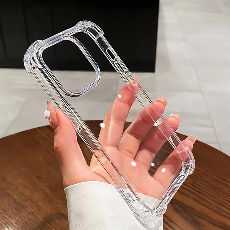Luxuriöse, stoßfeste, klare Telefonhülle für iPhone 15 14 13 12 11 Pro Max, transparente, weiche Silikonrückseite für iPhone 14 15 Plus