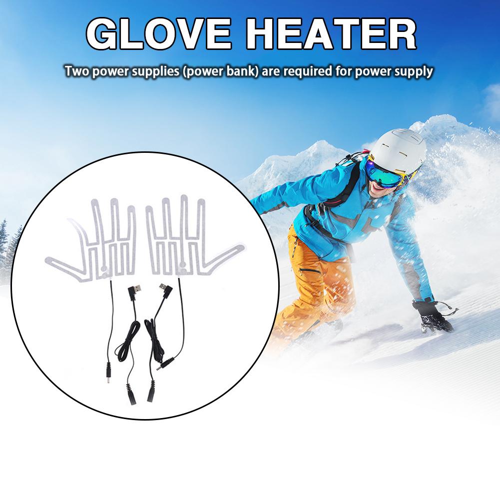 1 Pair Five-Finger Thermal Gloves Heating Pad Carbon Fiber 5V Electric Insulation Heating Film for Outdoor Skiing
